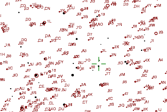Identification sketch for variable star U-SCO (U SCORPII) on the night of JD2453189.