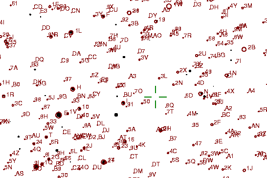 Identification sketch for variable star U-SCO (U SCORPII) on the night of JD2453189.