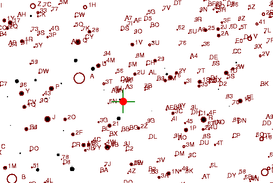 Identification sketch for variable star U-SER (U SERPENTIS) on the night of JD2453189.