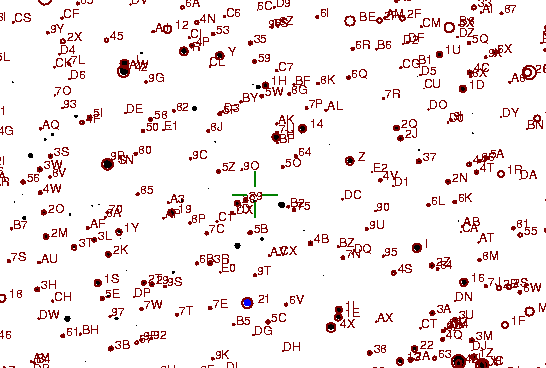 Identification sketch for variable star AO-LYR (AO LYRAE) on the night of JD2453236.