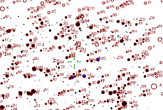 Identification sketch for variable star AQ-CYG (AQ CYGNI) on the night of JD2453236.