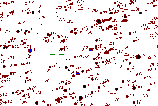 Identification sketch for variable star AZ-DEL (AZ DELPHINI) on the night of JD2453236.