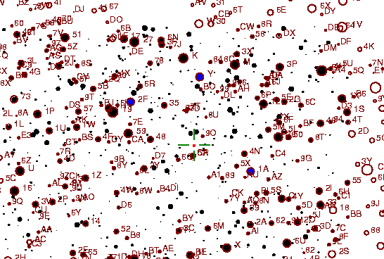 Identification sketch for variable star BQ-CYG (BQ CYGNI) on the night of JD2453236.