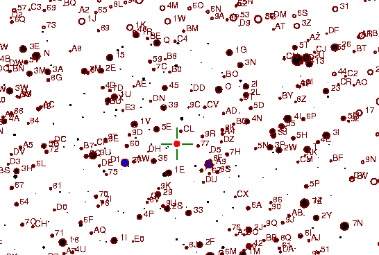Identification sketch for variable star DM-CYG (DM CYGNI) on the night of JD2453236.