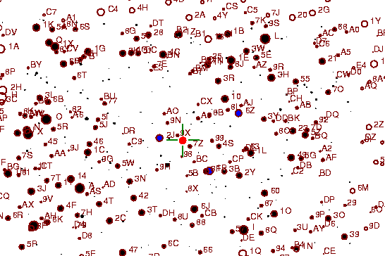 Identification sketch for variable star DR-CYG (DR CYGNI) on the night of JD2453236.