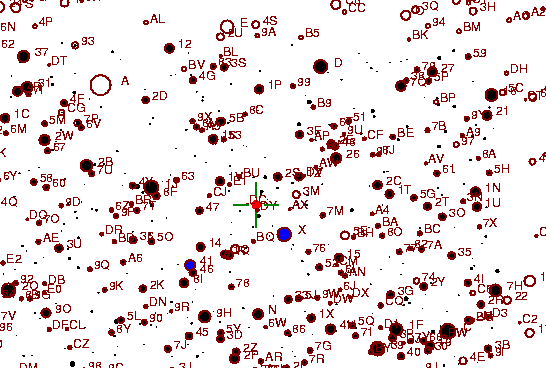 Identification sketch for variable star DU-CYG (DU CYGNI) on the night of JD2453236.