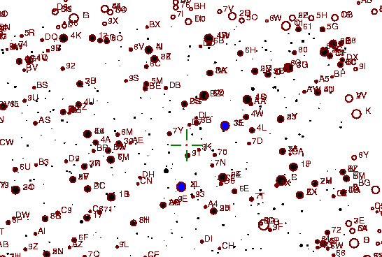 Identification sketch for variable star EL-LYR (EL LYRAE) on the night of JD2453236.