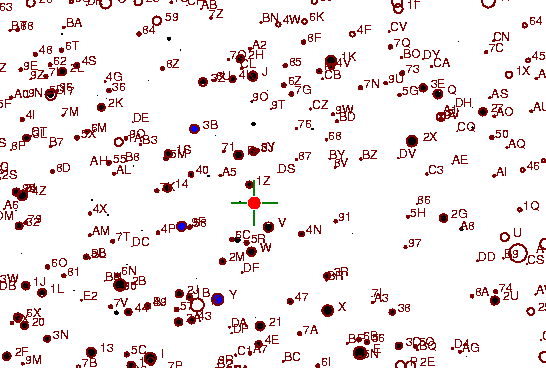 Identification sketch for variable star FF-CYG (FF CYGNI) on the night of JD2453236.