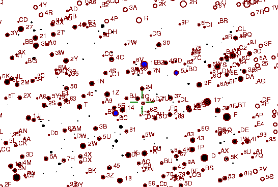 Identification sketch for variable star FF-LYR (FF LYRAE) on the night of JD2453236.