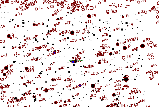 Identification sketch for variable star FG-CYG (FG CYGNI) on the night of JD2453236.