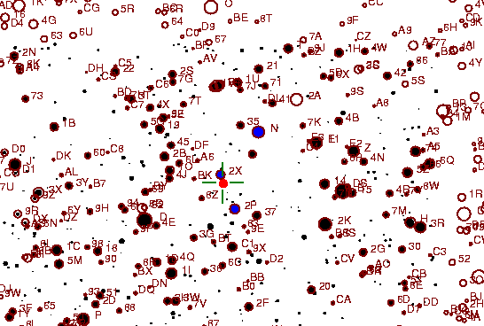 Identification sketch for variable star GQ-CYG (GQ CYGNI) on the night of JD2453236.