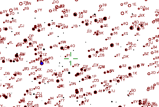 Identification sketch for variable star HR-LYR (HR LYRAE) on the night of JD2453236.