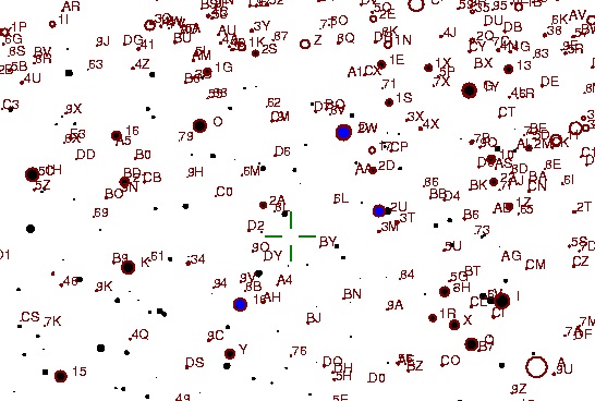 Identification sketch for variable star LL-LYR (LL LYRAE) on the night of JD2453236.