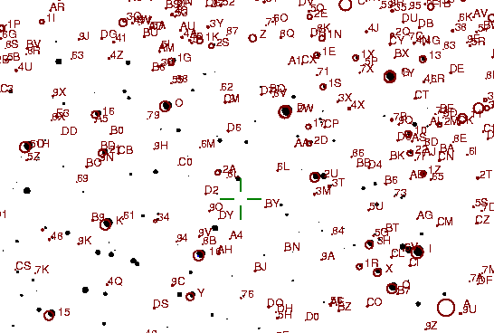 Identification sketch for variable star LL-LYR (LL LYRAE) on the night of JD2453236.