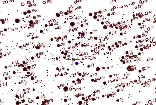 Identification sketch for variable star LV-CYG (LV CYGNI) on the night of JD2453236.