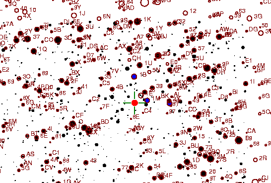 Identification sketch for variable star LW-CYG (LW CYGNI) on the night of JD2453236.