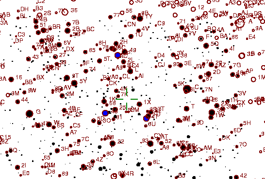 Identification sketch for variable star LX-CYG (LX CYGNI) on the night of JD2453236.