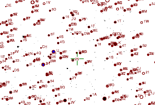 Identification sketch for variable star Q-CYG (Q CYGNI) on the night of JD2453236.