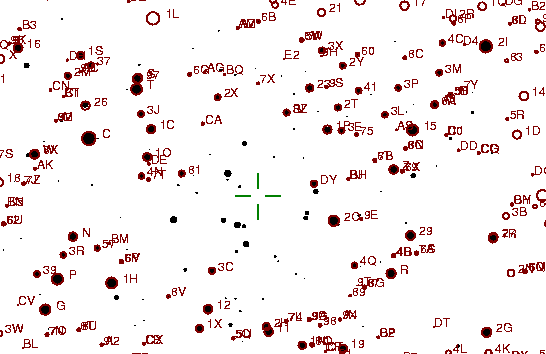 Identification sketch for variable star R-LYR (R LYRAE) on the night of JD2453236.