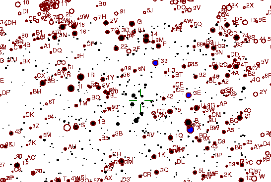 Identification sketch for variable star R-SCT (R SCUTI) on the night of JD2453236.