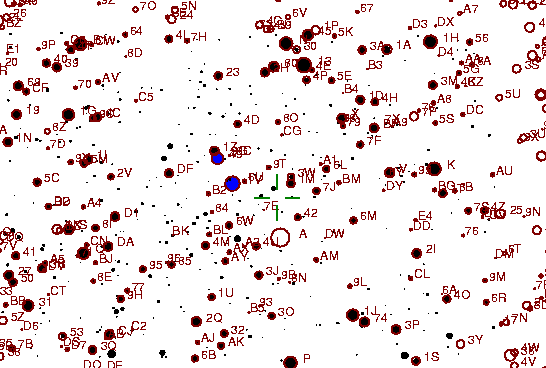 Identification sketch for variable star RS-CYG (RS CYGNI) on the night of JD2453236.