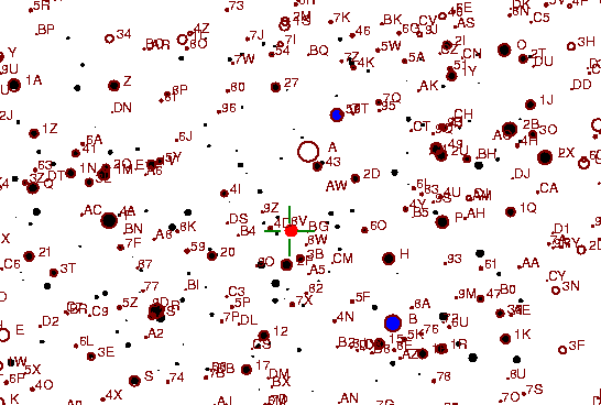 Identification sketch for variable star RU-LYR (RU LYRAE) on the night of JD2453236.