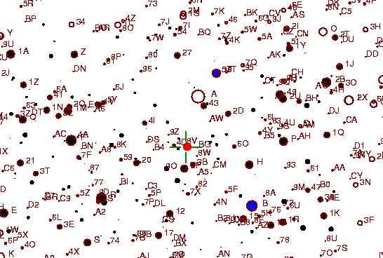 Identification sketch for variable star RU-LYR (RU LYRAE) on the night of JD2453236.