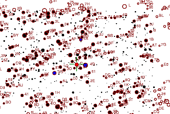 Identification sketch for variable star RZ-CYG (RZ CYGNI) on the night of JD2453236.