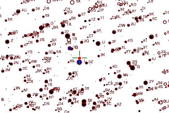 Identification sketch for variable star S-CYG (S CYGNI) on the night of JD2453236.