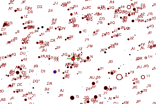 Identification sketch for variable star SZ-LYR (SZ LYRAE) on the night of JD2453236.