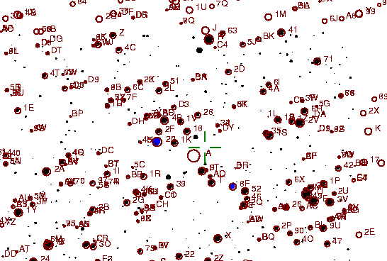 Identification sketch for variable star U-CYG (U CYGNI) on the night of JD2453236.