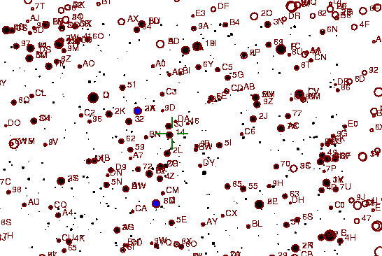 Identification sketch for variable star UW-LYR (UW LYRAE) on the night of JD2453236.