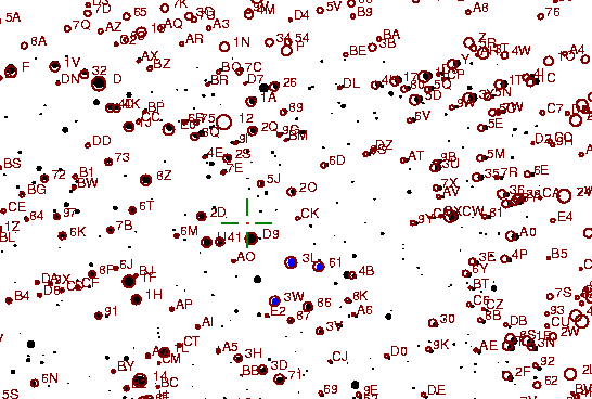 Identification sketch for variable star UX-CYG (UX CYGNI) on the night of JD2453236.