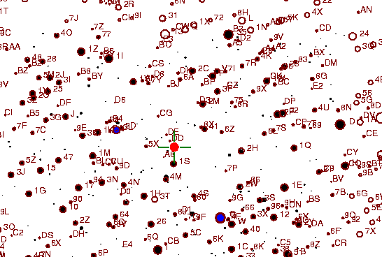 Identification sketch for variable star V-CYG (V CYGNI) on the night of JD2453236.