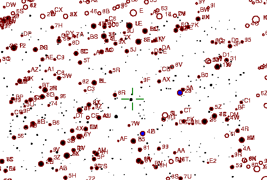 Identification sketch for variable star V-LYR (V LYRAE) on the night of JD2453236.