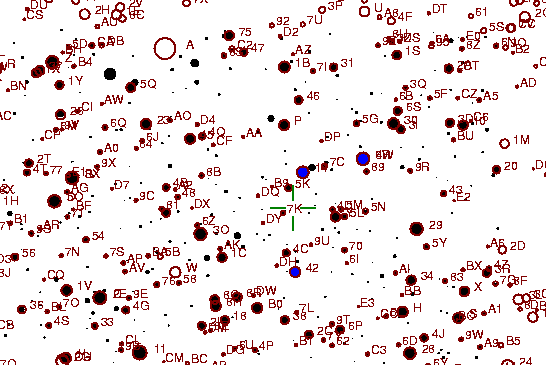 Identification sketch for variable star V-VUL (V VULPECULAE) on the night of JD2453236.