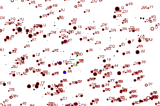 Identification sketch for variable star V1028-CYG (V1028 CYGNI) on the night of JD2453236.