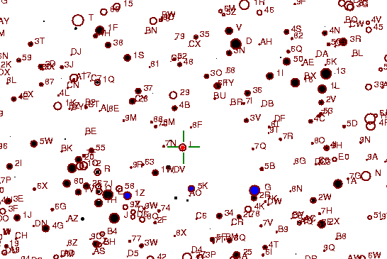 Identification sketch for variable star V1515-CYG (V1515 CYGNI) on the night of JD2453236.