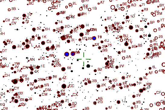 Identification sketch for variable star W-CYG (W CYGNI) on the night of JD2453236.