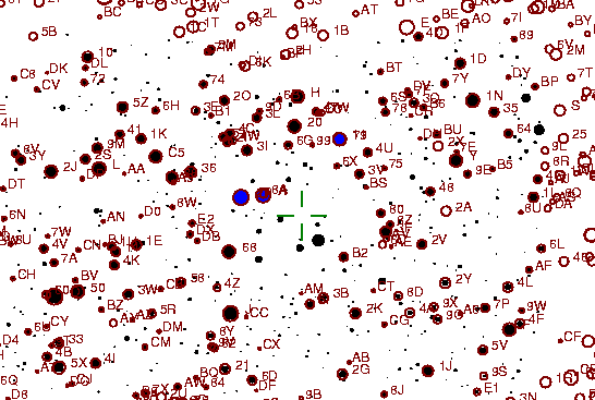 Identification sketch for variable star W-CYG (W CYGNI) on the night of JD2453236.