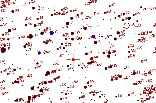 Identification sketch for variable star WW-CYG (WW CYGNI) on the night of JD2453236.