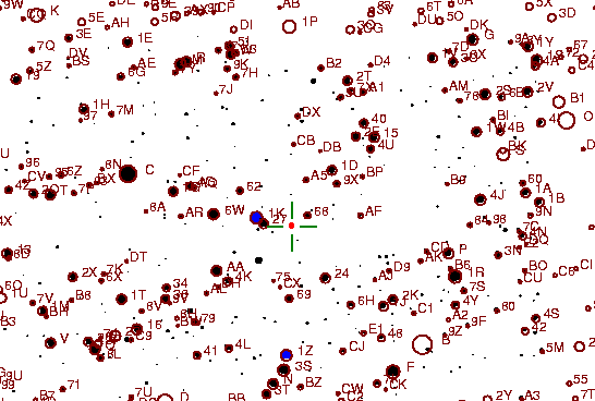 Identification sketch for variable star WY-CYG (WY CYGNI) on the night of JD2453236.