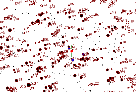 Identification sketch for variable star ZZ-CYG (ZZ CYGNI) on the night of JD2453236.