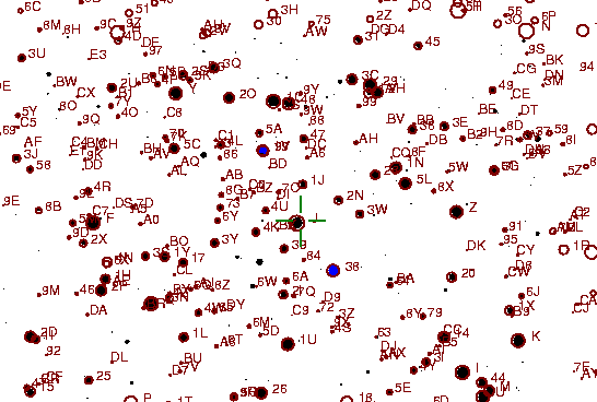 Identification sketch for variable star AU-CYG (AU CYGNI) on the night of JD2453237.