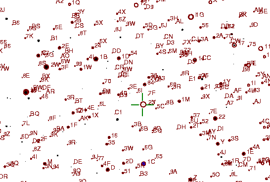 Identification sketch for variable star EK-AQL (EK AQUILAE) on the night of JD2453237.