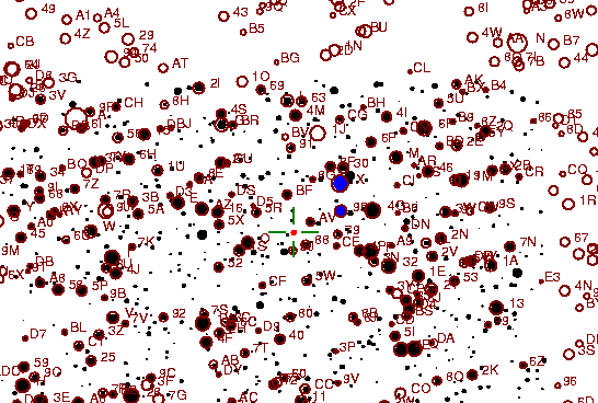 Identification sketch for variable star EM-CYG (EM CYGNI) on the night of JD2453237.