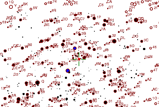 Identification sketch for variable star EU-AQL (EU AQUILAE) on the night of JD2453237.