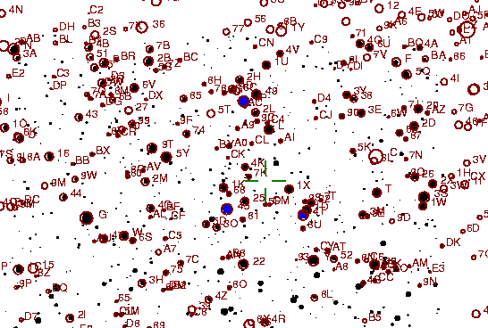 Identification sketch for variable star LX-CYG (LX CYGNI) on the night of JD2453237.