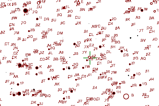 Identification sketch for variable star QZ-SER (QZ SERPENTIS) on the night of JD2453237.