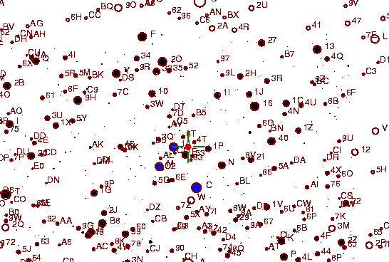 Identification sketch for variable star RT-CYG (RT CYGNI) on the night of JD2453237.